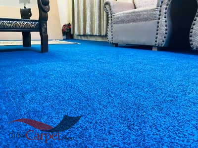 blue shag carpet