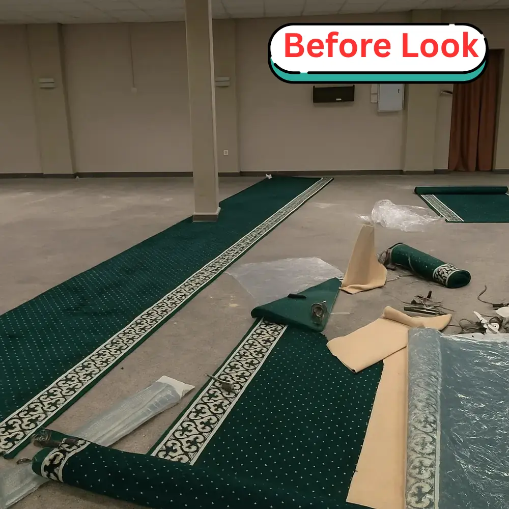 Before installation of mosque carpet in worship places in UAE