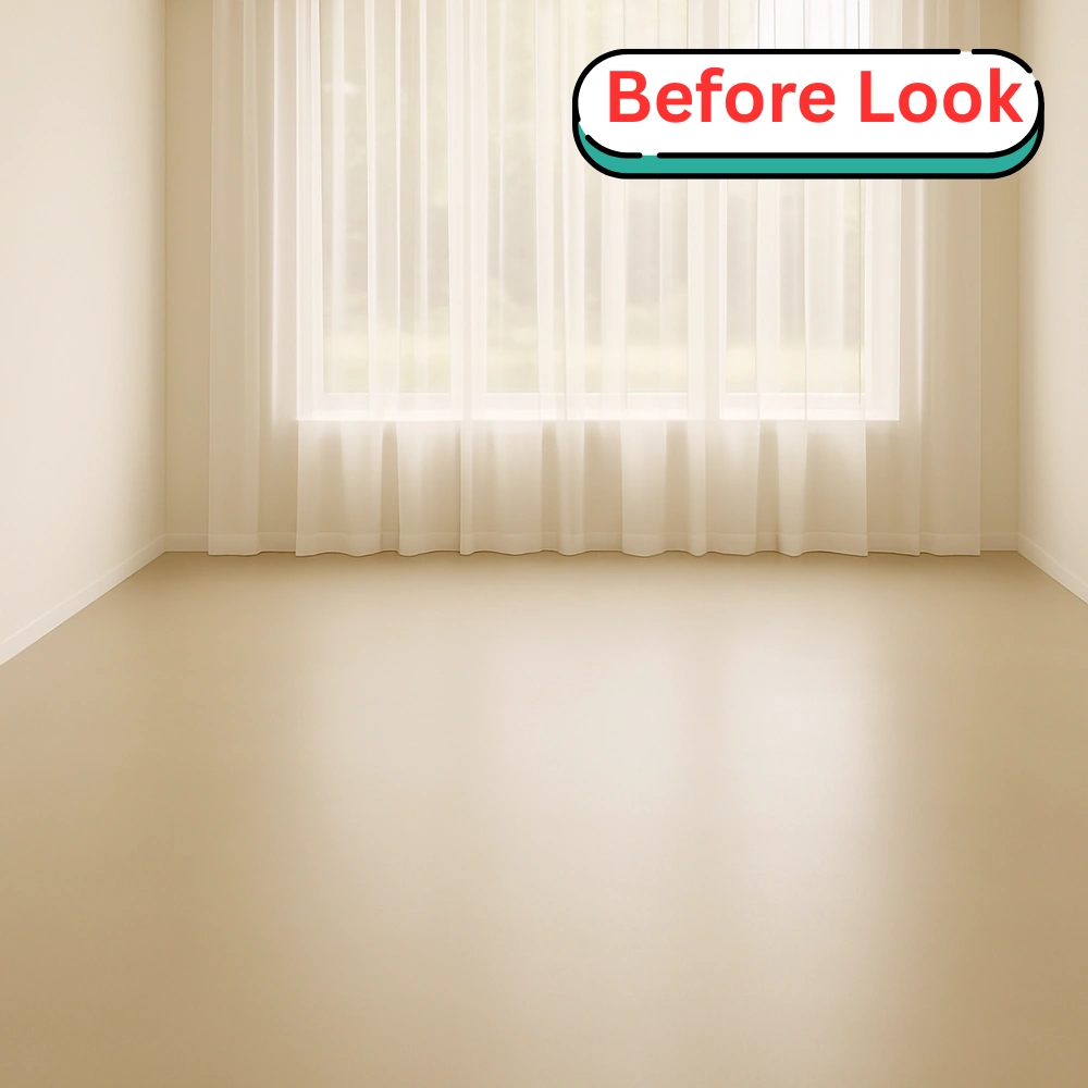 Before look of installation of round carpet dubai