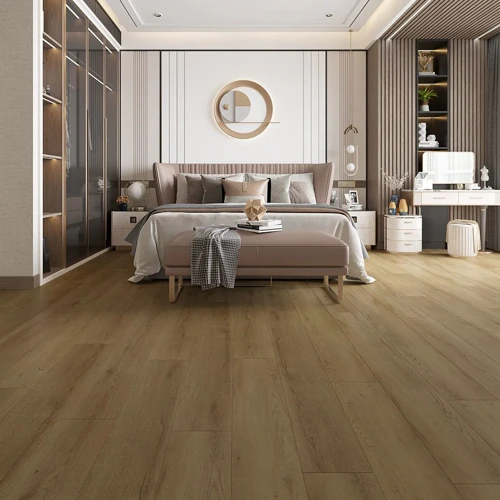 Classic oak-look vinyl flooring in a cozy Dubai living room-mission