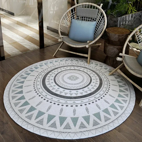 Elegant round carpet design blending seamlessly with Dubai interior décor.