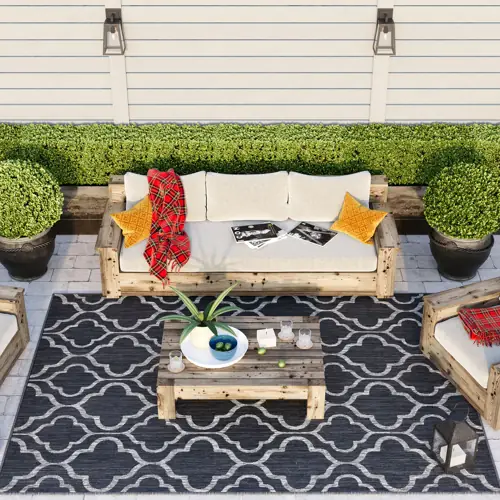 Grey Trellis Indoor Outdoor Rug - Seville