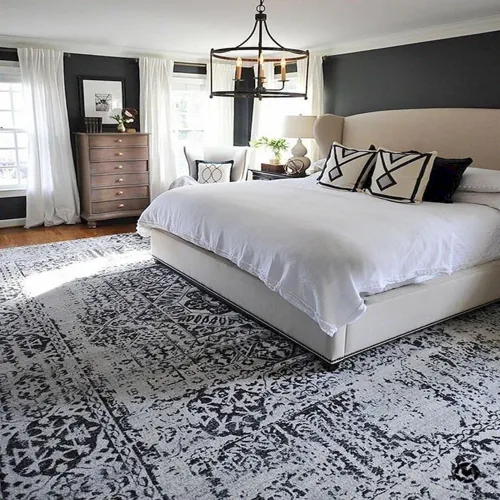 Modern bedroom carpet with a sleek, minimalist design.
