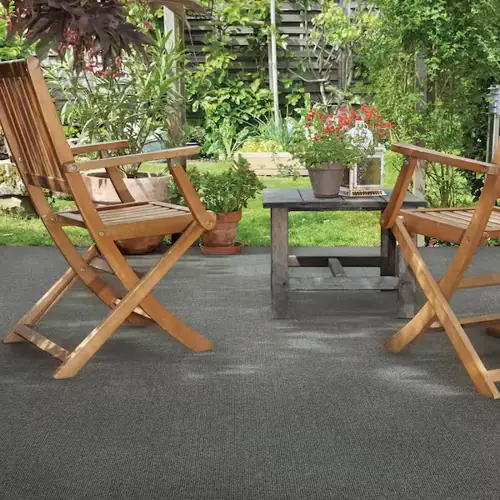 Neutral-tone outdoor rug for stylish terrace