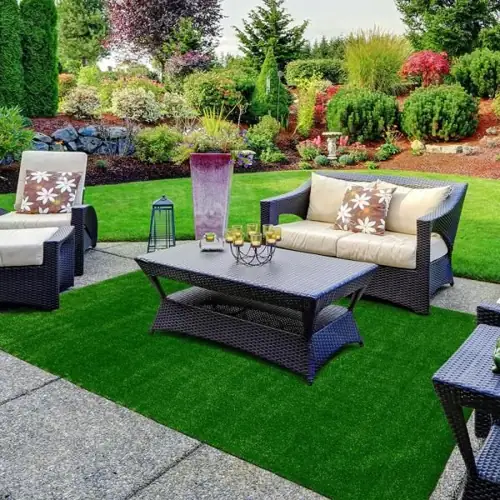 Realistic green grass carpet enhancing outdoor aesthetics.