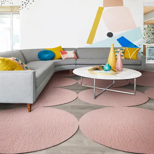 Round carpet with elegant border design, perfect for Dubai interiors.