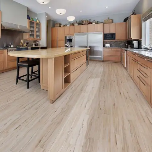 Slip-resistant vinyl flooring installed in a Dubai kitchen for added safety.