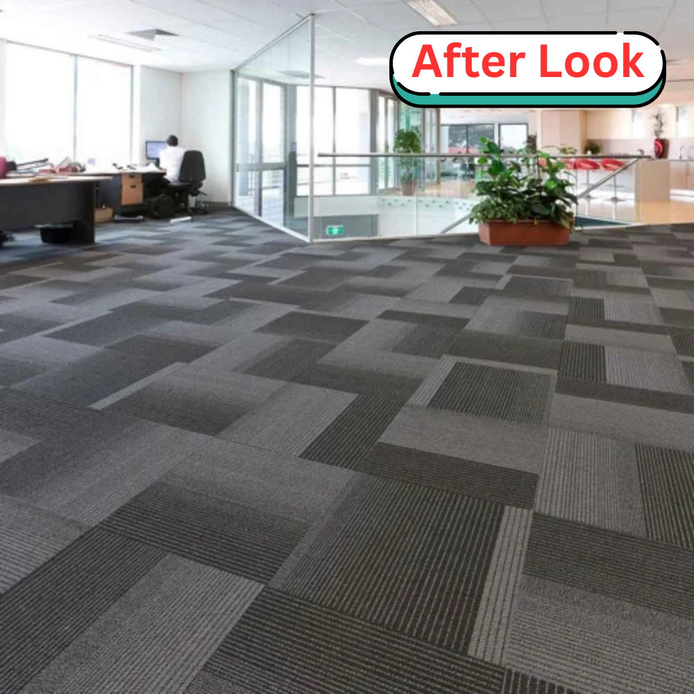 Fater installation of office flooring in dubai office interior