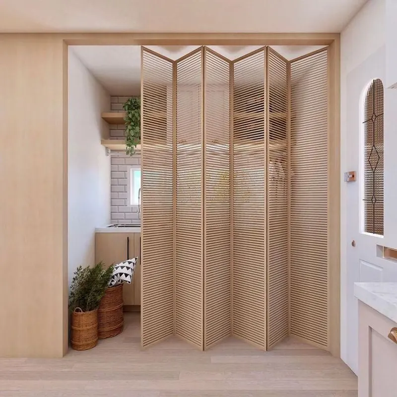 Available in multiple colors, PVC folding door to match any decor.