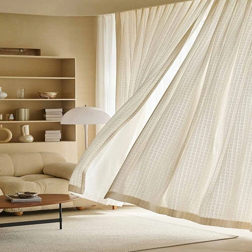 Cozy study room with textured cotton curtains