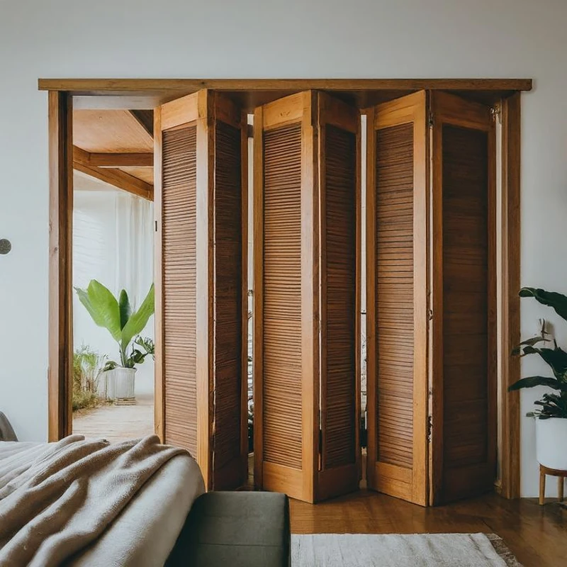 Custom-sized PVC folding door to fit unique doorways and openings.