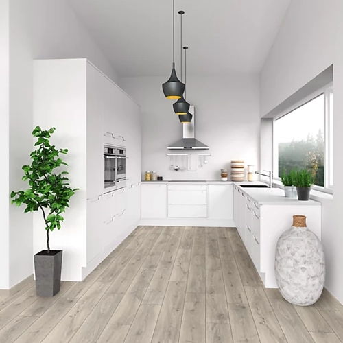Eurohome Cookham Grey Natural Oak effect Moisture resistant Laminate Flooring