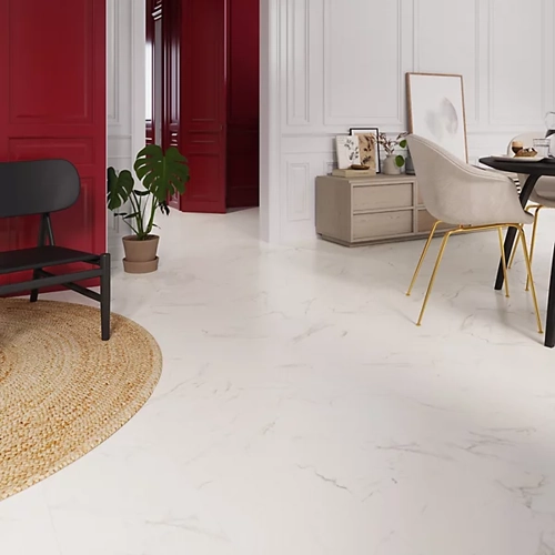 GoodHome Elegance White Marble Tile effect Laminate Flooring
