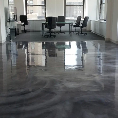 Matte finish epoxy flooring in a Dubai office space for a modern, professional vibe