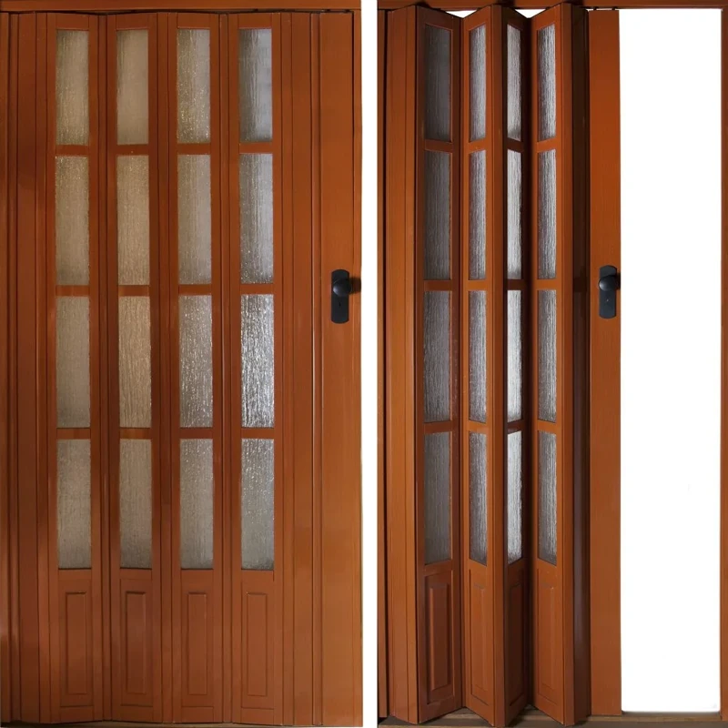 PVC bi-fold door for open-plan living, easily collapsing when not needed.