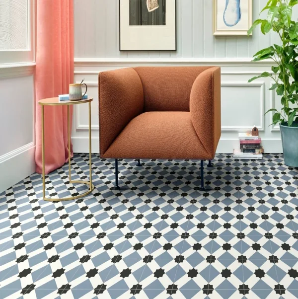 PVC flooring in retro tile style