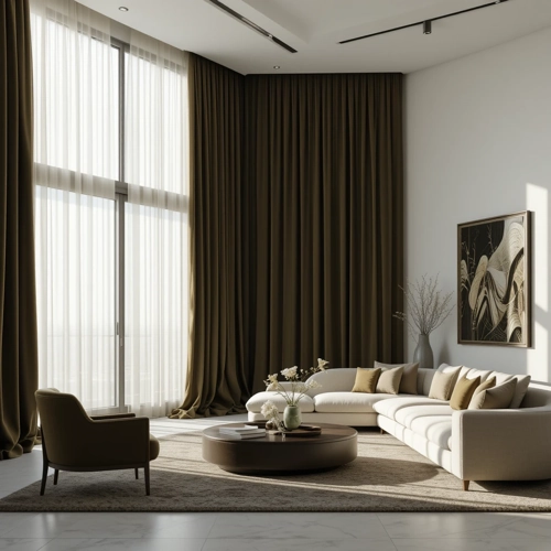 Silk curtains for large glass windows – luxurious window covering in Dubai's high-rise buildings