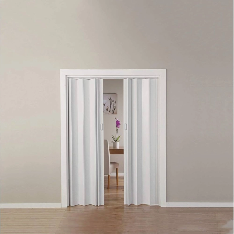 Space-saving PVC folding door for small bathrooms and en-suites