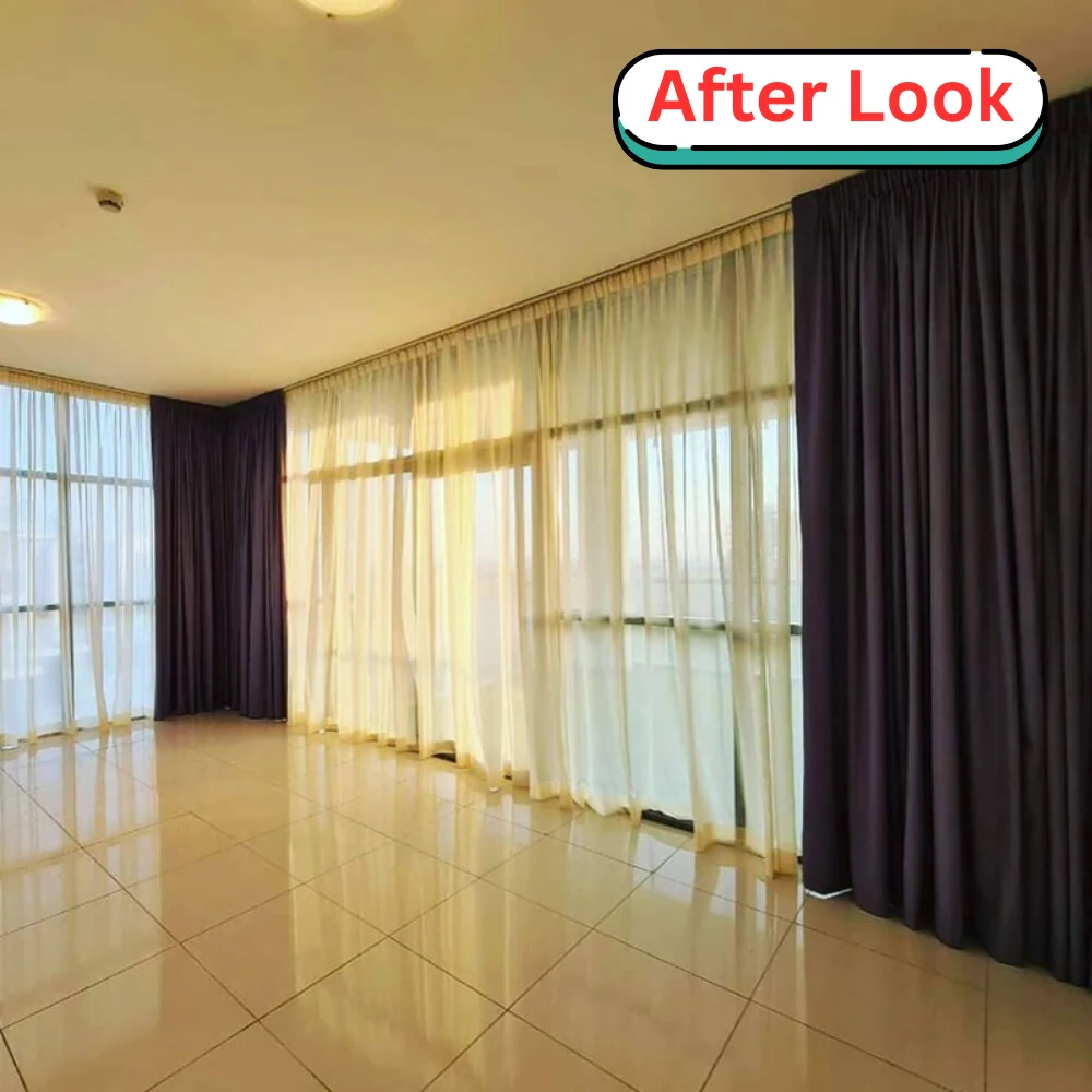 after installation of cotton curtains in dubai