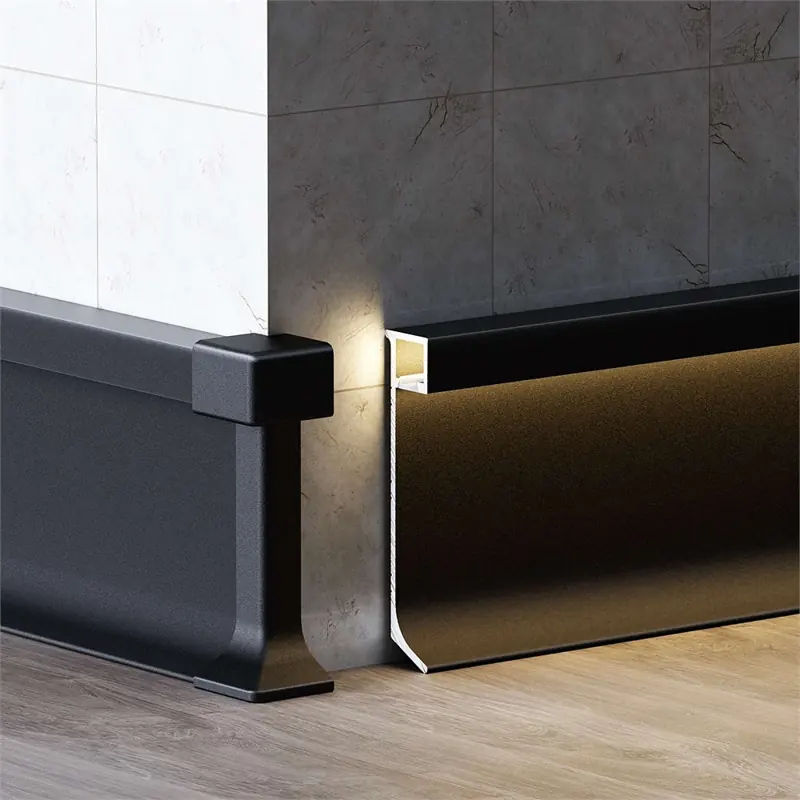 Aluminum skirting for commercial spaces with hidden cable management