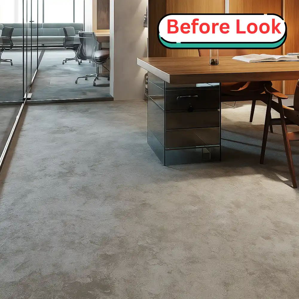 Before installation of office carpet