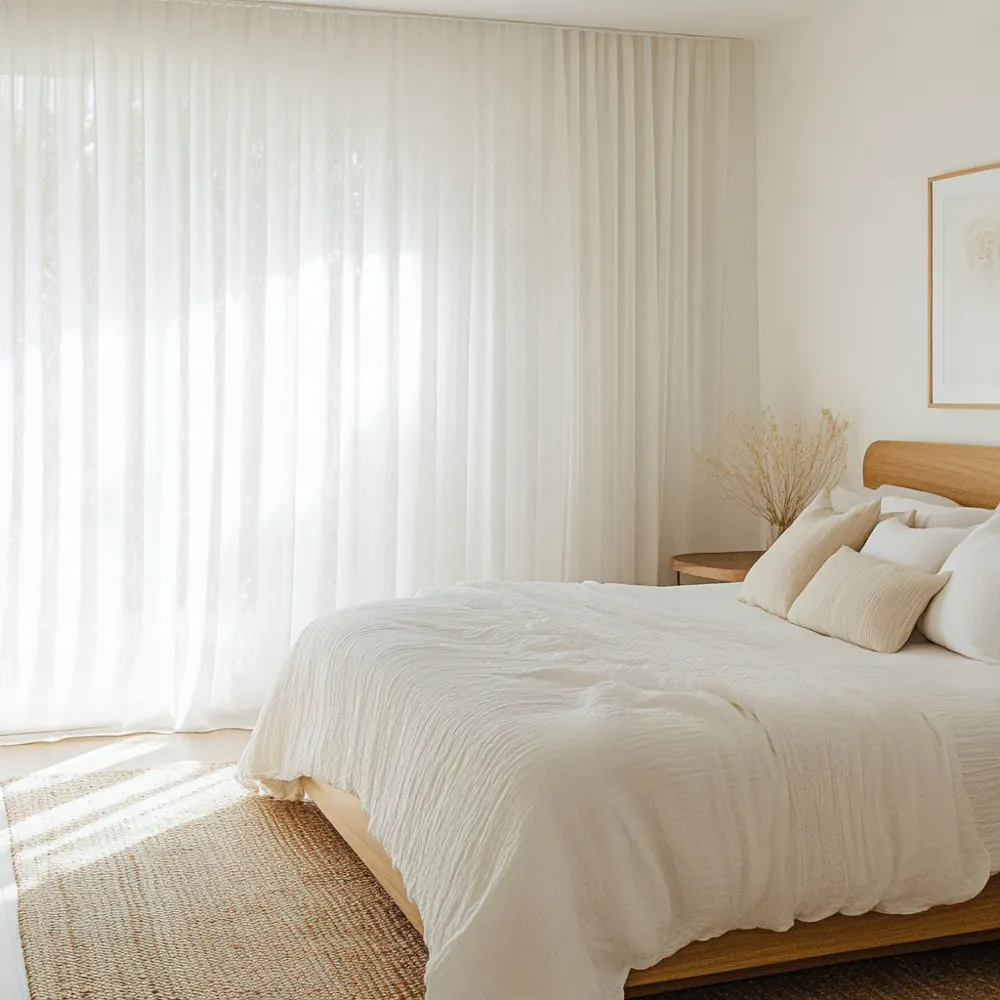Color-coordinated bedroom curtains matching wall décor in Dubai rooms
