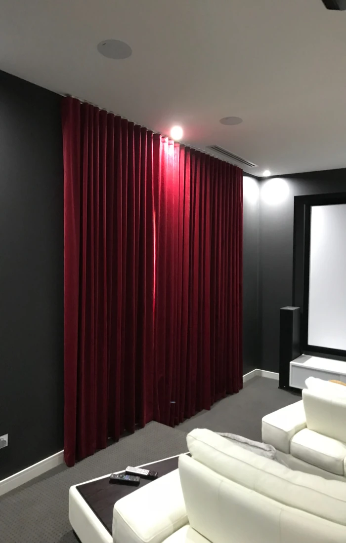 Eyelet curtains for office windows – simple yet modern curtain design for corporate settings.