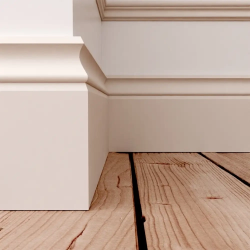 Heritage Edge skirting, a classic, wide profile with a rounded top edge for a traditional, elegant finish