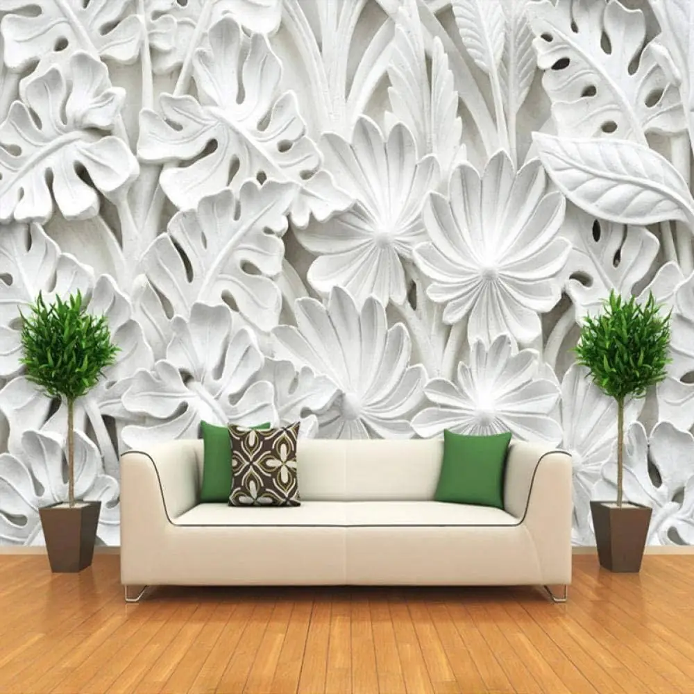 Living room 3D wallpaper fixing Dubai