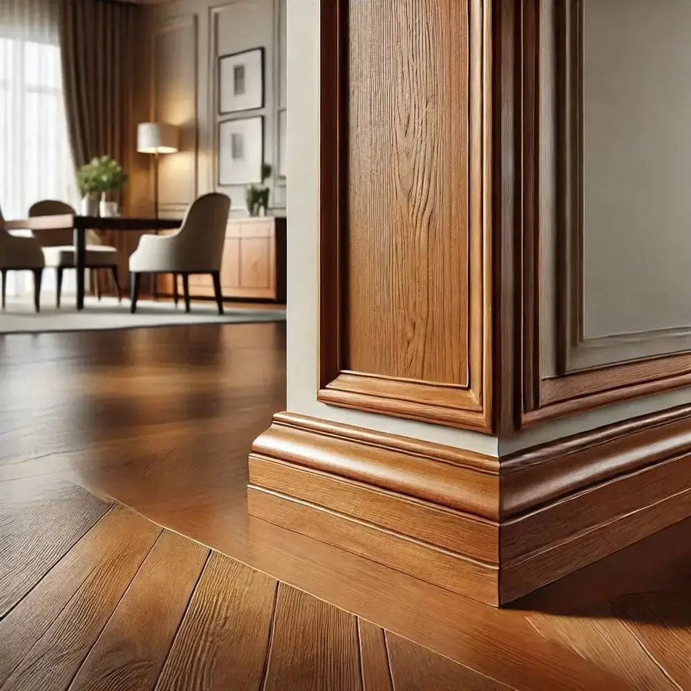 Made-to-measure wooden skirting in various finishes and profiles for interior decor
