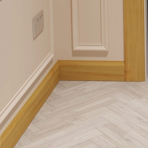 Minimalist Trim wood skirting, a clean, flat profile with a straight, sharp edge for a sleek and uncluttered modern aesthetic.