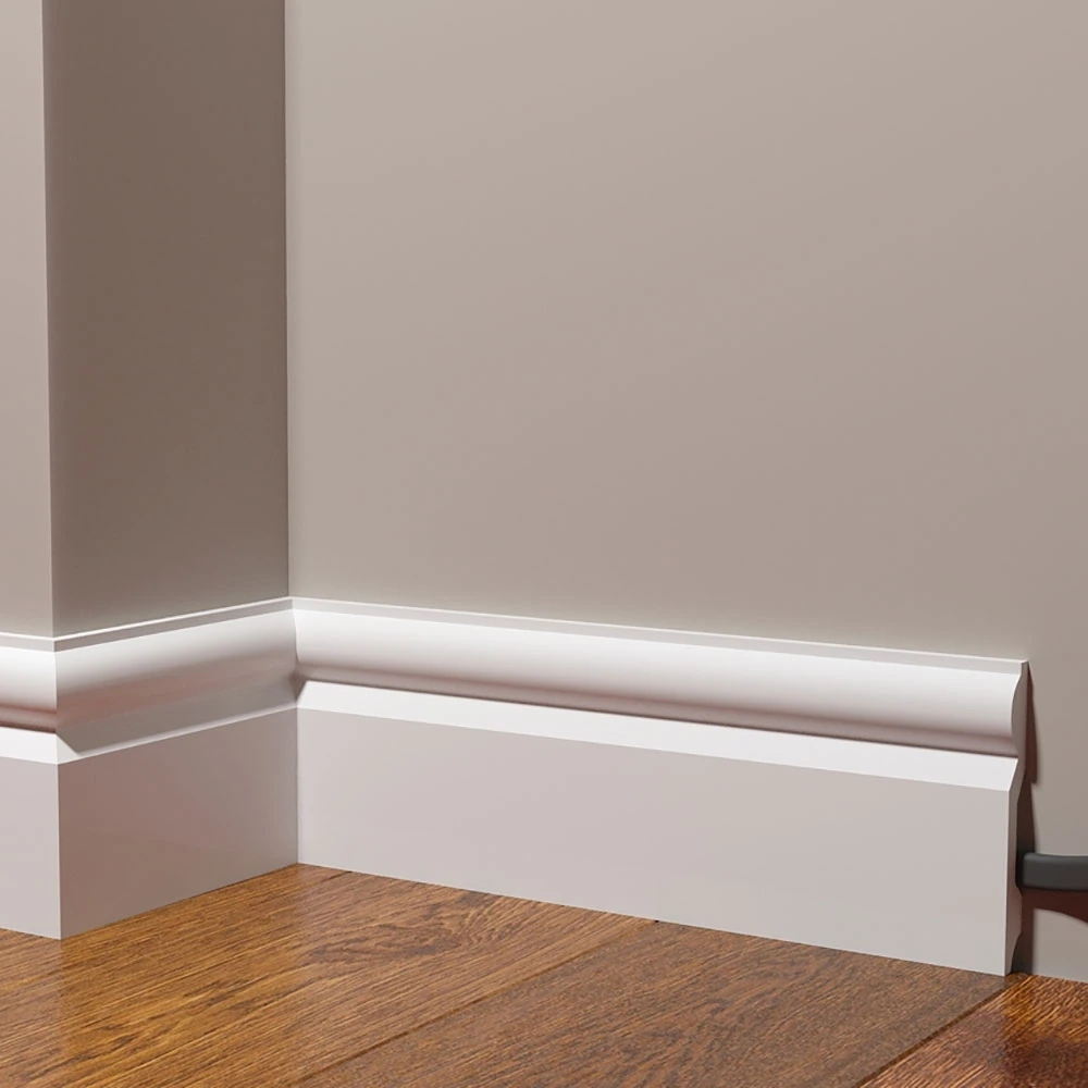 Modern wooden skirting design with smooth finish for elegant walls