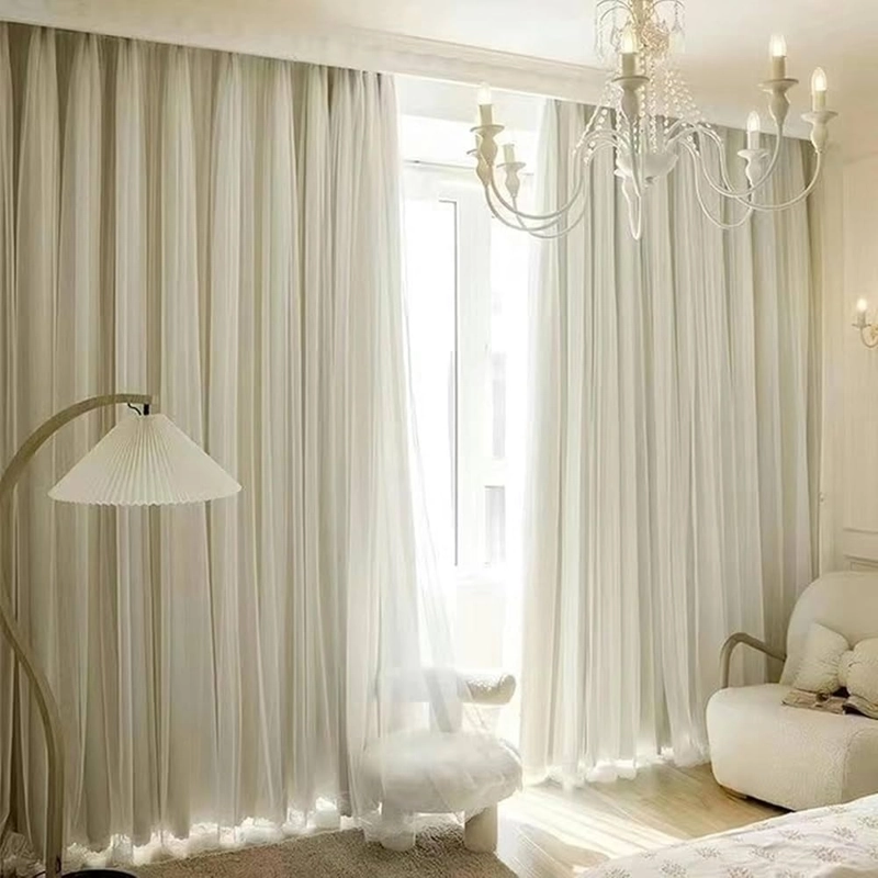 White cotton bedroom curtains with minimalist decor in Dubai