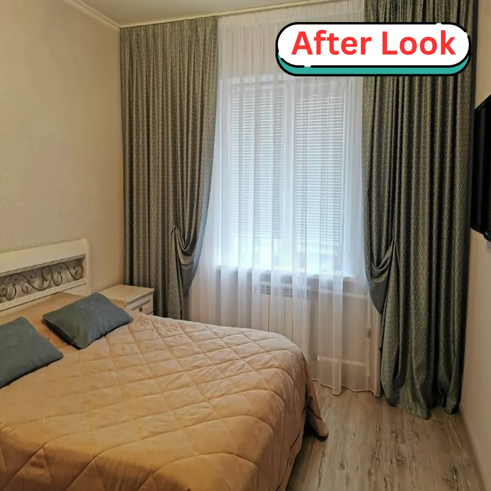 after installation of bedroom curtains enhance the beauty of the room
