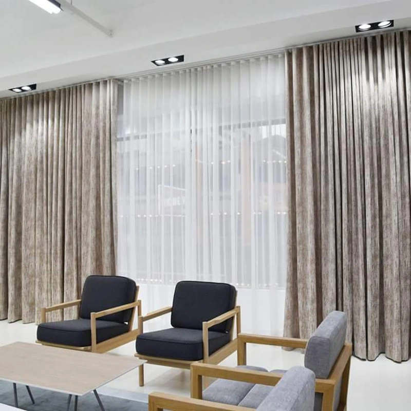 office meeting room with textured silk curtains