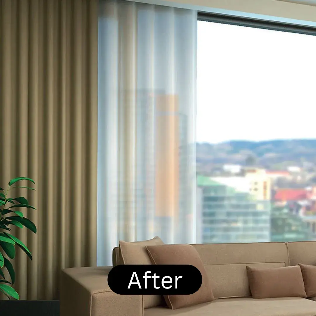 After installation of silk curtains dubai
